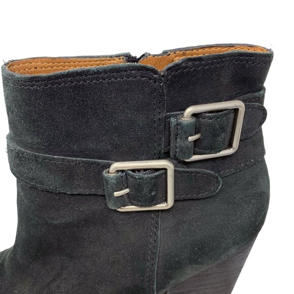 LUCKY BRAND Laureen Leather Buckle Accent‎ Chunky Heel Booties - Picture 5 of 11